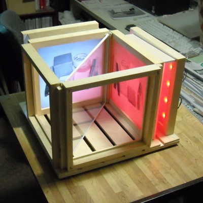my viewing box showing the mirror and transparencies
